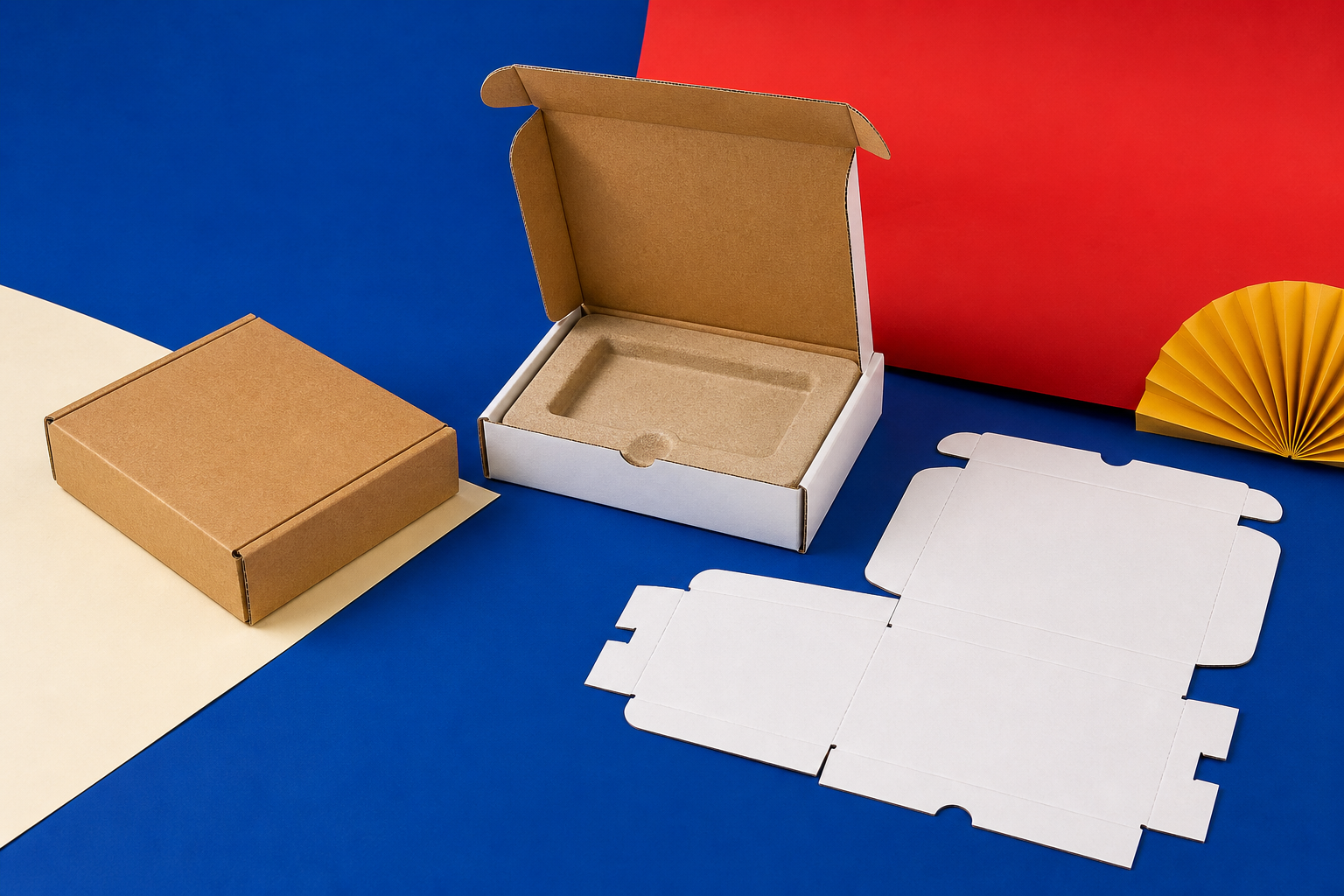 Fictional custom packaging prototypes representing SHIP / S1 MAILER