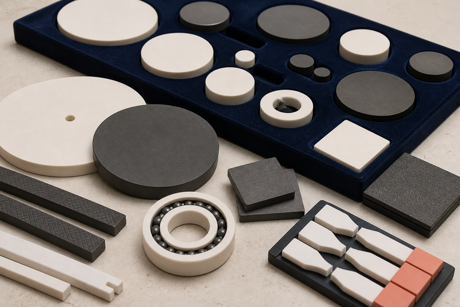 Fictional Technical ceramics engineering material specimens
